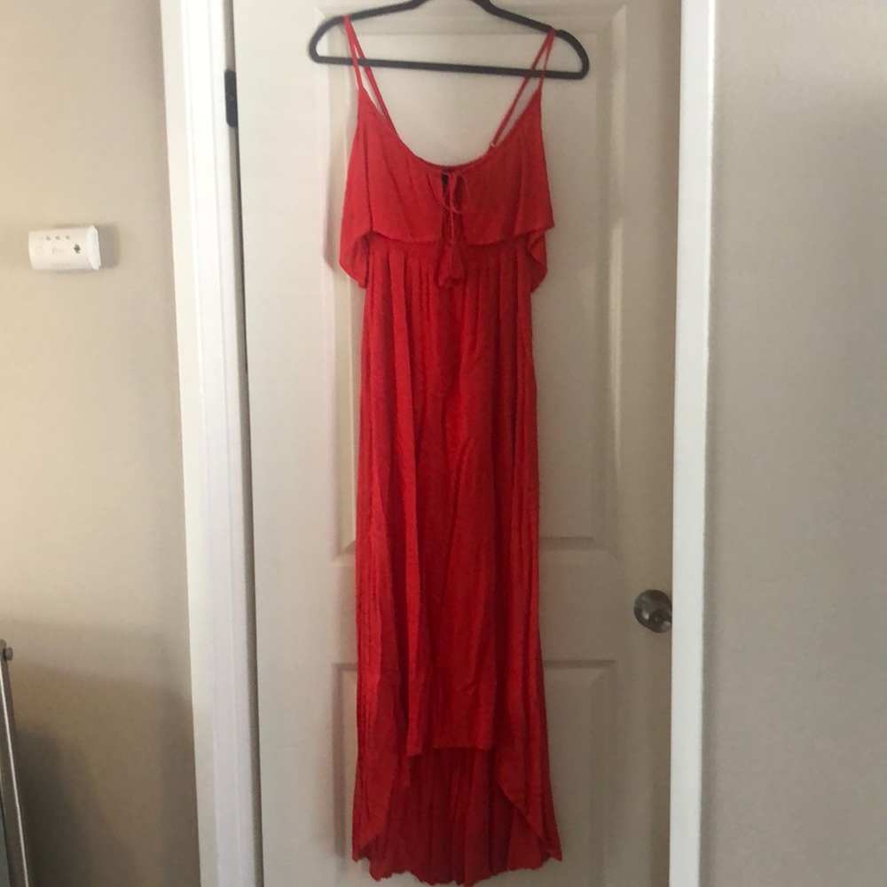 Olivaceous high low midi dress